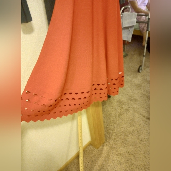 Maje Rumba fit and flare midi dress, red with lacy cutouts, size 1 US S - Picture 7 of 11